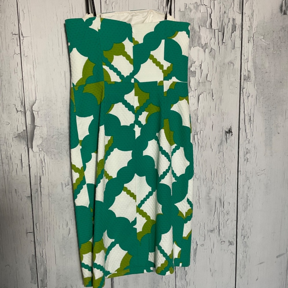 David Meister Green-White Strapless Dress Sz 8 NWOT - Picture 4 of 7